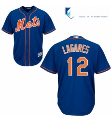Mens Majestic New York Mets 12 Juan Lagares Replica Royal Blue Alternate Home Cool Base MLB Jersey
