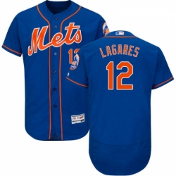 Mens Majestic New York Mets 12 Juan Lagares Royal Blue Alternate Flex Base Authentic Collection MLB Jersey 