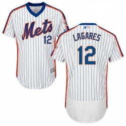Mens Majestic New York Mets 12 Juan Lagares White Alternate Flex Base Authentic Collection MLB Jersey