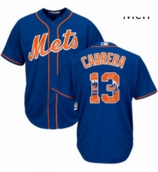 Mens Majestic New York Mets 13 Asdrubal Cabrera Authentic Royal Blue Team Logo Fashion Cool Base MLB Jersey
