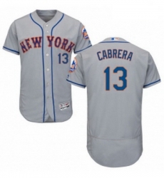 Mens Majestic New York Mets 13 Asdrubal Cabrera Grey Road Flex Base Authentic Collection MLB Jersey