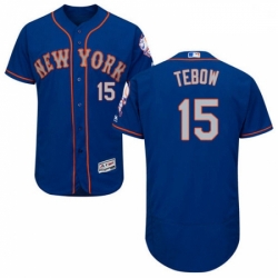 Mens Majestic New York Mets 15 Tim Tebow RoyalGray Flexbase Authentic Collection MLB Jersey