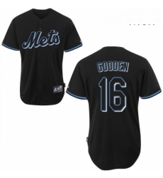 Mens Majestic New York Mets 16 Dwight Gooden Authentic Black Fashion MLB Jersey