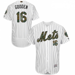 Mens Majestic New York Mets 16 Dwight Gooden Authentic White 2016 Memorial Day Fashion Flex Base MLB Jersey