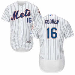 Mens Majestic New York Mets 16 Dwight Gooden White Home Flex Base Authentic Collection MLB Jersey