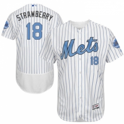 Mens Majestic New York Mets 18 Darryl Strawberry Authentic White 2016 Fathers Day Fashion Flex Base Jersey 