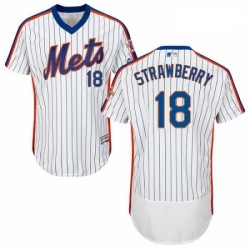 Mens Majestic New York Mets 18 Darryl Strawberry White Alternate Flex Base Authentic Collection MLB Jersey 