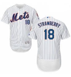 Mens Majestic New York Mets 18 Darryl Strawberry White Home Flex Base Authentic Collection MLB Jersey