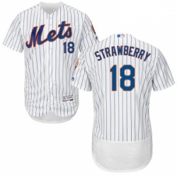 Mens Majestic New York Mets 18 Darryl Strawberry White Home Flex Base Authentic Collection MLB Jersey