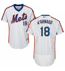 Mens Majestic New York Mets 18 Travis dArnaud WhiteRoyal Flexbase Authentic Collection MLB Jersey