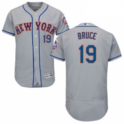 Mens Majestic New York Mets 19 Jay Bruce Grey Road Flex Base Authentic Collection MLB Jersey