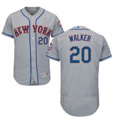 Mens Majestic New York Mets 20 Neil Walker Grey Road Flex Base Authentic Collection MLB Jersey