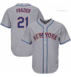 Mens Majestic New York Mets 21 Todd Frazier Replica Grey Road Cool Base MLB Jersey 