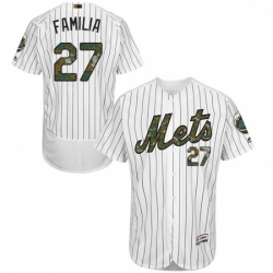 Mens Majestic New York Mets 27 Jeurys Familia Authentic White 2016 Memorial Day Fashion Flex Base MLB Jersey