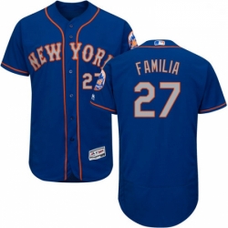 Mens Majestic New York Mets 27 Jeurys Familia RoyalGray Alternate Flex Base Authentic Collection MLB Jersey