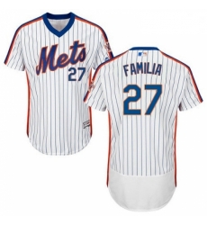 Mens Majestic New York Mets 27 Jeurys Familia White Alternate Flex Base Authentic Collection MLB Jersey