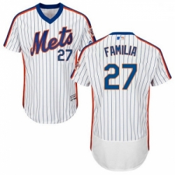 Mens Majestic New York Mets 27 Jeurys Familia White Alternate Flex Base Authentic Collection MLB Jersey
