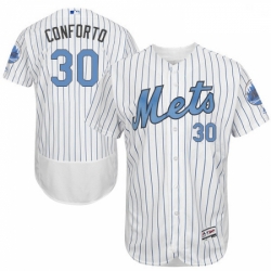 Mens Majestic New York Mets 30 Michael Conforto Authentic White 2016 Fathers Day Fashion Flex Base MLB Jersey
