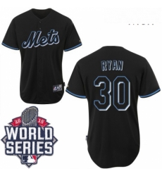 Mens Majestic New York Mets 30 Nolan Ryan Authentic Black Fashion 2015 World Series MLB Jersey