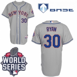 Mens Majestic New York Mets 30 Nolan Ryan Authentic Grey Road Cool Base 2015 World Series MLB Jersey