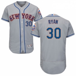 Mens Majestic New York Mets 30 Nolan Ryan Grey Road Flex Base Authentic Collection MLB Jersey
