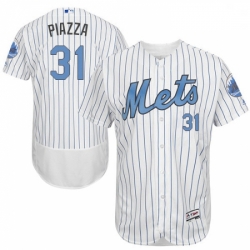 Mens Majestic New York Mets 31 Mike Piazza Authentic White 2016 Fathers Day Fashion Flex Base MLB Jersey