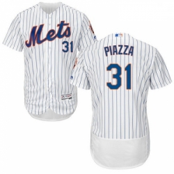 Mens Majestic New York Mets 31 Mike Piazza White Home Flex Base Authentic Collection MLB Jersey