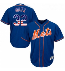 Mens Majestic New York Mets 32 Steven Matz Authentic Royal Blue USA Flag Fashion MLB Jersey