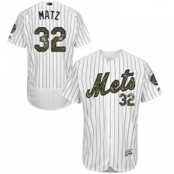 Mens Majestic New York Mets 32 Steven Matz Authentic White 2016 Memorial Day Fashion Flex Base MLB Jersey
