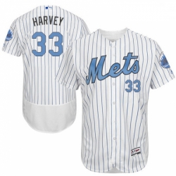 Mens Majestic New York Mets 33 Matt Harvey Authentic White 2016 Fathers Day Fashion Flex Base MLB Jersey