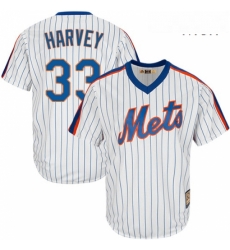 Mens Majestic New York Mets 33 Matt Harvey Replica White Cooperstown MLB Jersey