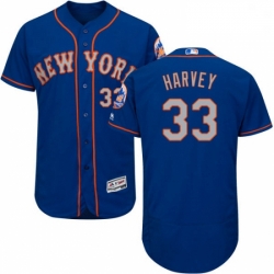 Mens Majestic New York Mets 33 Matt Harvey RoyalGray Alternate Flex Base Authentic Collection MLB Jersey