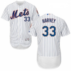 Mens Majestic New York Mets 33 Matt Harvey White Home Flex Base Authentic Collection MLB Jersey