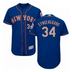Mens Majestic New York Mets 34 Noah Syndergaard RoyalGray Alternate Flex Base Authentic Collection MLB Jersey