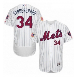 Mens Majestic New York Mets 34 Noah Syndergaard White Fashion Stars Stripes Flex Base MLB Jersey