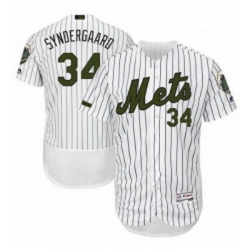 Mens Majestic New York Mets 34 Noah Syndergaard White Memorial Day Authentic Collection Flex Base MLB Jersey