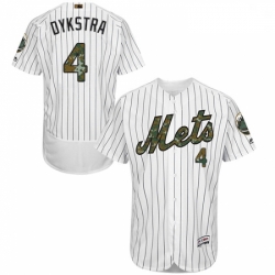 Mens Majestic New York Mets 4 Lenny Dykstra Authentic White 2016 Memorial Day Fashion Flex Base MLB Jersey 