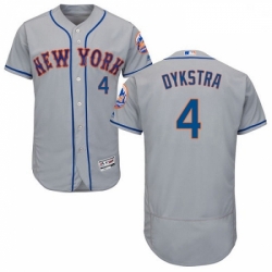 Mens Majestic New York Mets 4 Lenny Dykstra Grey Road Flex Base Authentic Collection MLB Jersey