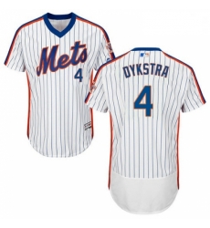 Mens Majestic New York Mets 4 Lenny Dykstra White Alternate Flex Base Authentic Collection MLB Jersey