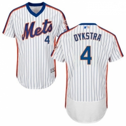 Mens Majestic New York Mets 4 Lenny Dykstra White Alternate Flex Base Authentic Collection MLB Jersey
