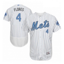 Mens Majestic New York Mets 4 Wilmer Flores Authentic White 2016 Fathers Day Fashion Flex Base MLB Jersey