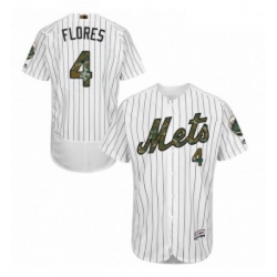 Mens Majestic New York Mets 4 Wilmer Flores Authentic White 2016 Memorial Day Fashion Flex Base MLB Jersey 