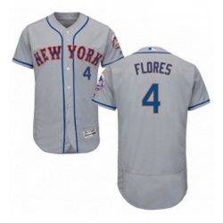 Mens Majestic New York Mets 4 Wilmer Flores Grey Road Flex Base Authentic Collection MLB Jersey