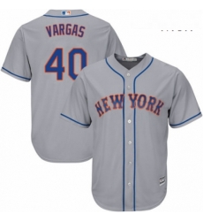 Mens Majestic New York Mets 40 Jason Vargas Replica Grey Road Cool Base MLB Jersey 