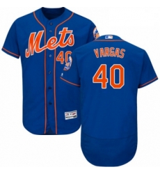 Mens Majestic New York Mets 40 Jason Vargas Royal Blue Alternate Flex Base Authentic Collection MLB Jersey 
