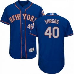 Mens Majestic New York Mets 40 Jason Vargas RoyalGray Alternate Flex Base Authentic Collection MLB Jersey