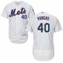 Mens Majestic New York Mets 40 Jason Vargas White Home Flex Base Authentic Collection MLB Jersey