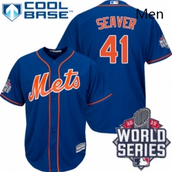 Mens Majestic New York Mets 41 Tom Seaver Authentic Royal Blue Alternate Home Cool Base 2015 World Series MLB Jersey