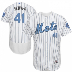 Mens Majestic New York Mets 41 Tom Seaver Authentic White 2016 Fathers Day Fashion Flex Base MLB Jersey