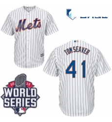 Mens Majestic New York Mets 41 Tom Seaver Replica White Home Cool Base 2015 World Series MLB Jersey